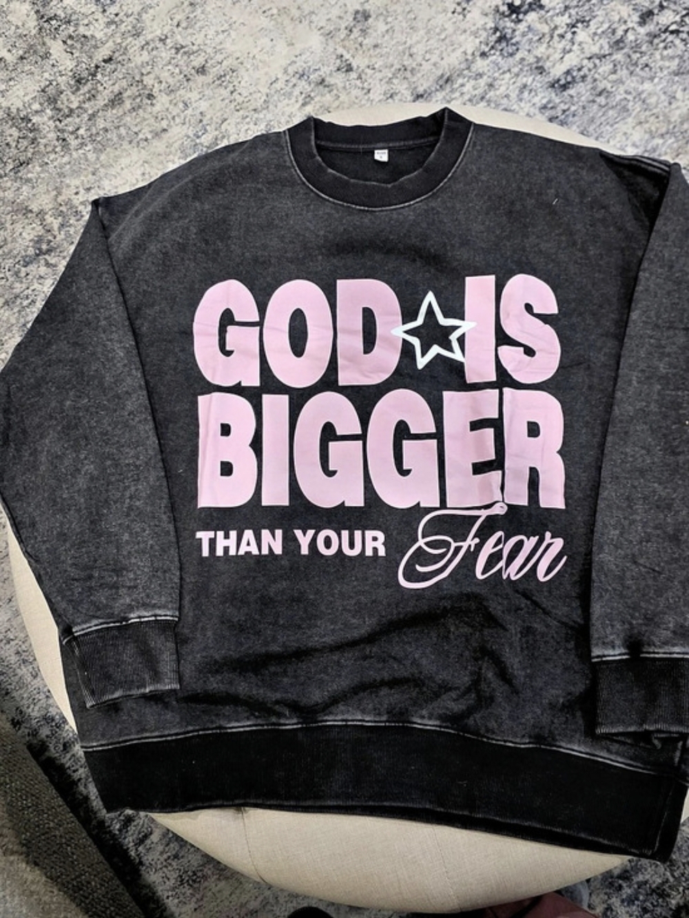 Graphic Sweatshirt in Black & Pink Size Small